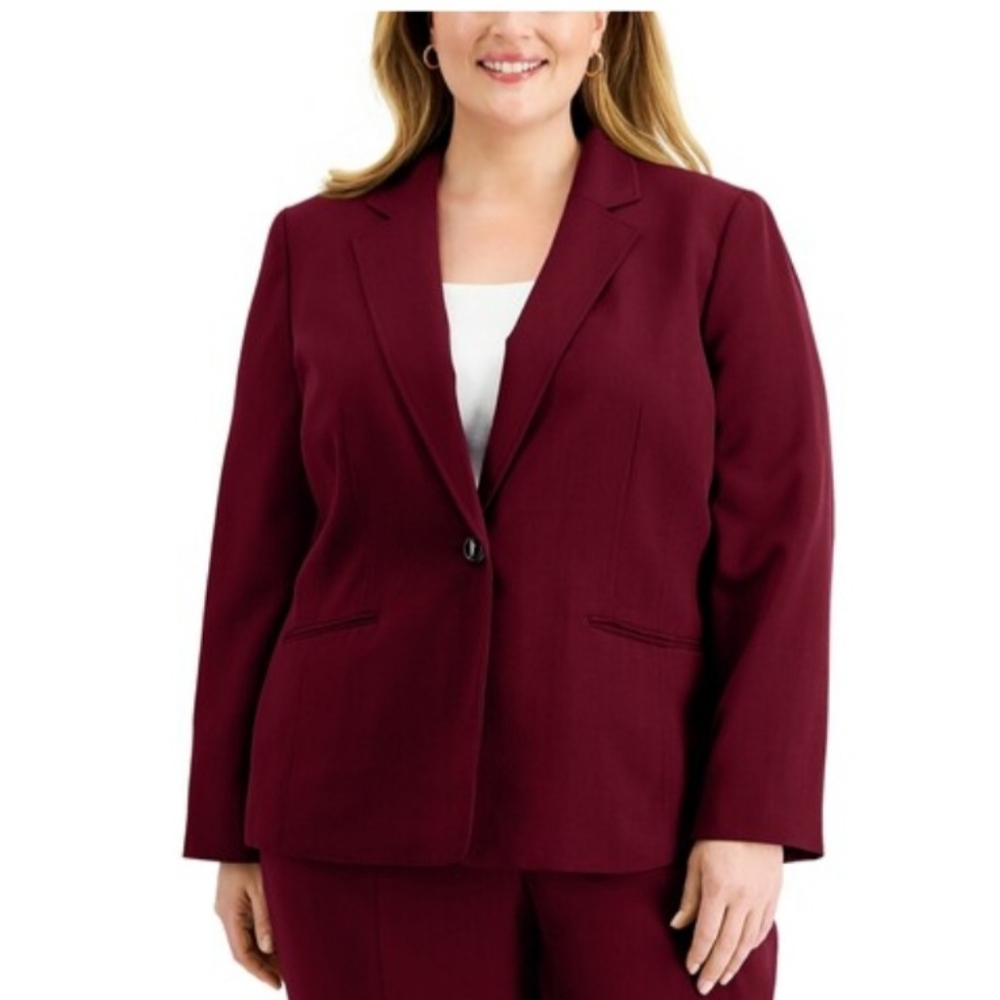 Le Suit Women's Maroon Single-Button Blazer